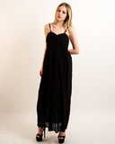 Pleated Bust & Sweetheart Neckline Maxi Dress (Black Lace)