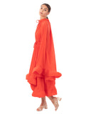 Ruffle Hem and Sleeves Oversized dress in Orange