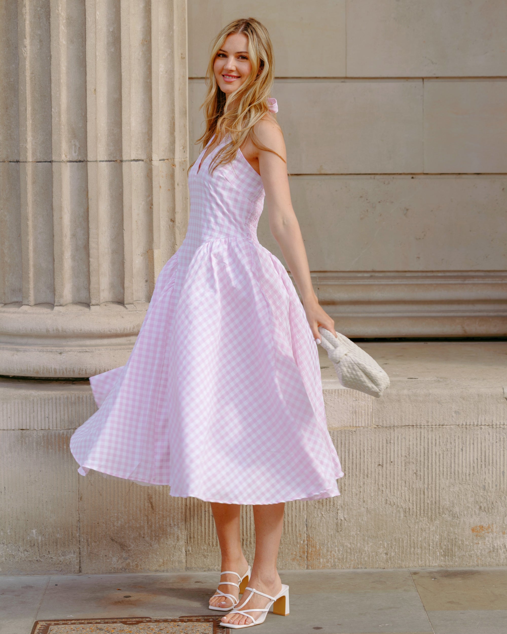 check print midi dress Sweet Magnolia Check Print Midi Dress The Pink Tulip Clothing