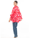 Scarf print oversized shirt in pink color