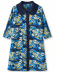 Abstract Portrait Print Shirt Dress