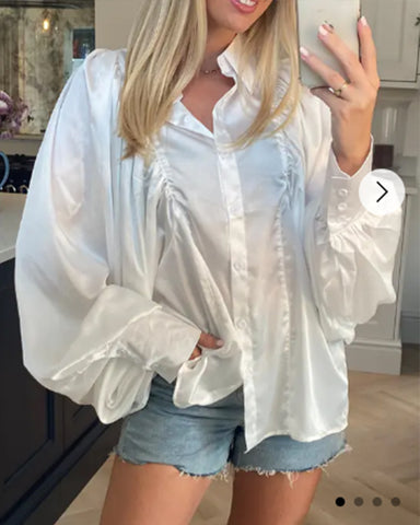 Oversized Sleeves Shirt in White color