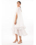 Ruffle Hem and Sleeves Oversized dress in White
