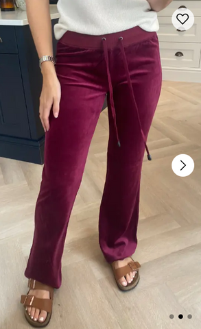 Velour Jogging Pants in Burdundy