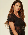 Crochet Top with Butterfly detail (Black)