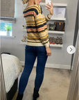 Stripe Aztec Design Print Knitted Jumper