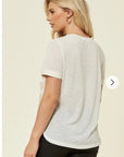 Gold Print T-shirt with Pocket (White)