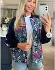 Green paisley floral Print Bomber Jacket