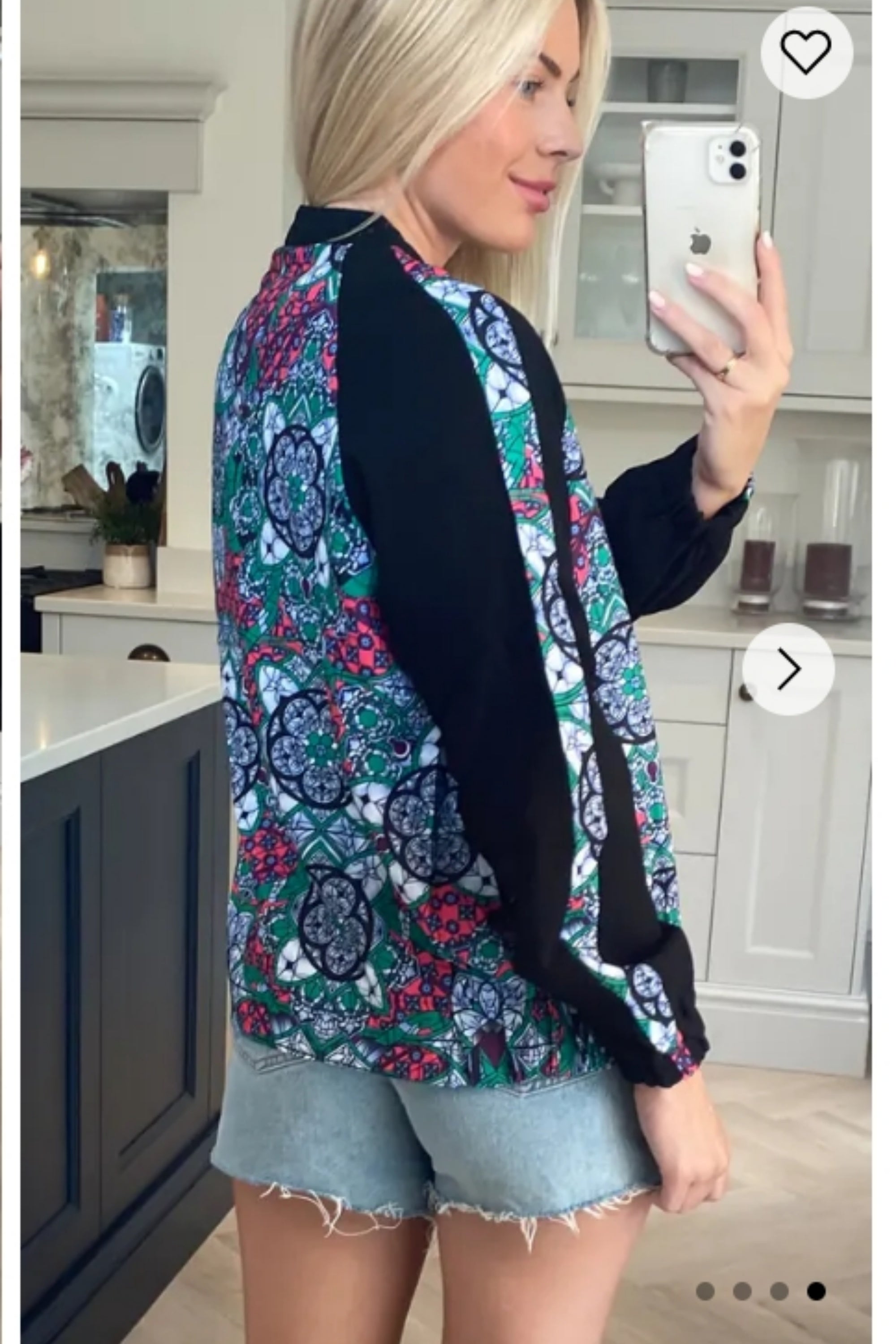 Green paisley floral Print Bomber Jacket