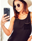 Chain Neck Line Detail Vest Top (Black)