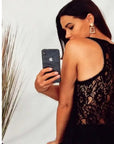 Chain Neck Line Detail Vest Top (Black)