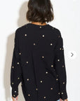 Gold Polka Dots Embroidered Shirt in Soft cotton fabric in Black