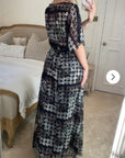 Short Sleeve Wrap Maxi Dress in big polka dot Print