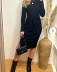 Fine knit bodycon dress with knot tie design in black