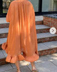 Ruffle Hem Oversized dress with belt in orange