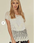 Crochet Top with Butterfly detail (Cream)