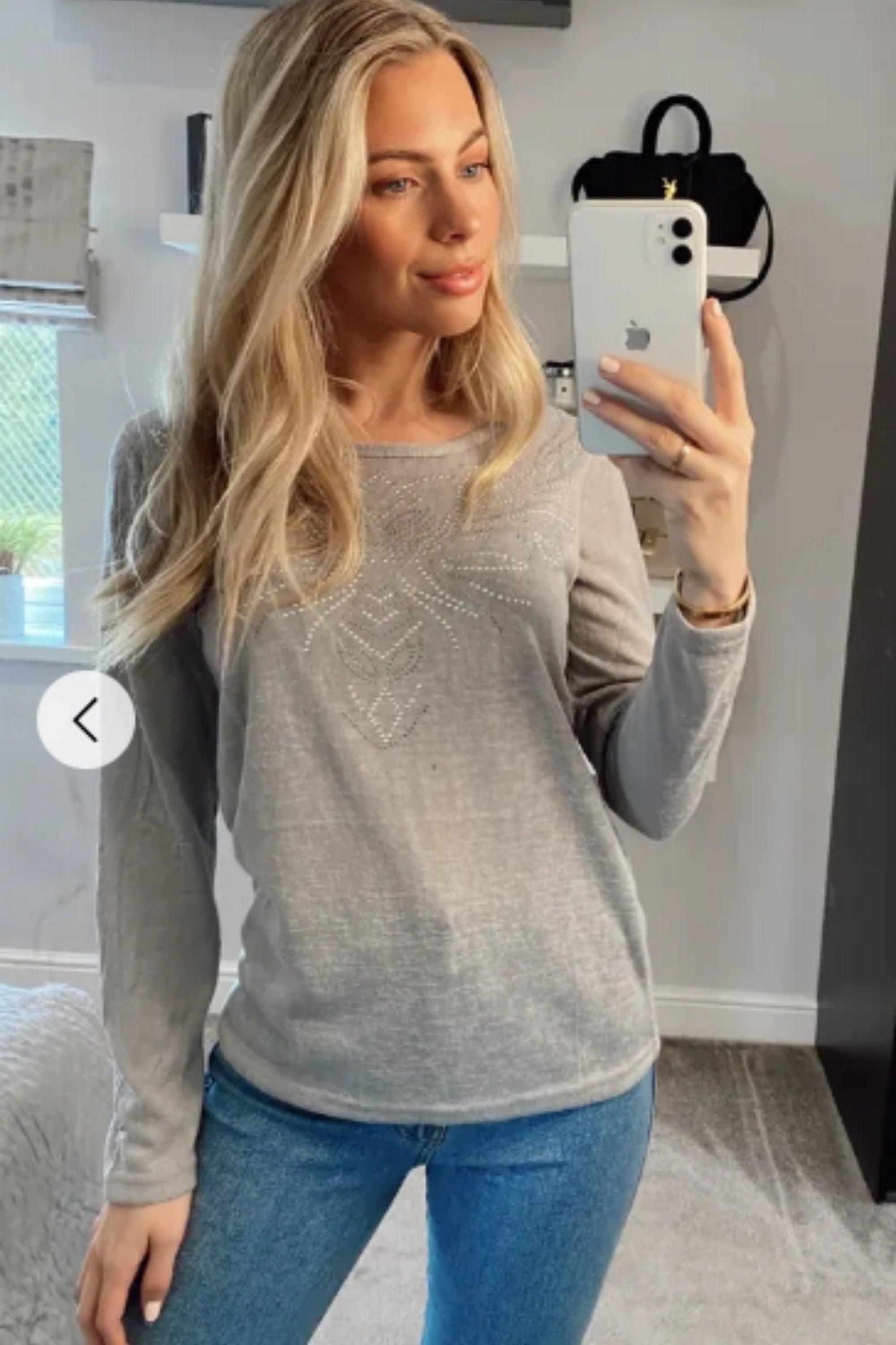 Diamanté Embellished Long Sleeve Top