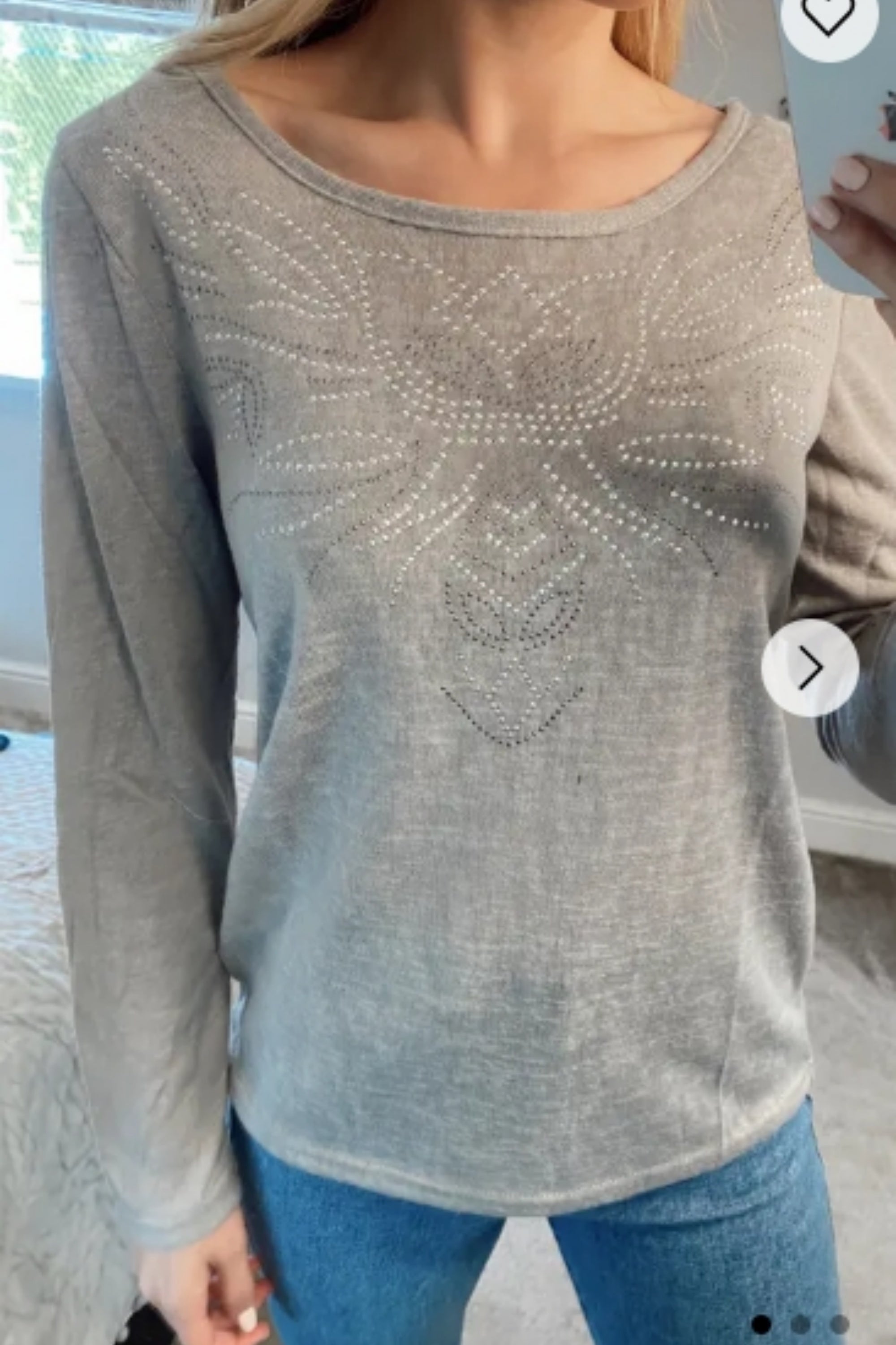 Diamanté Embellished Long Sleeve Top
