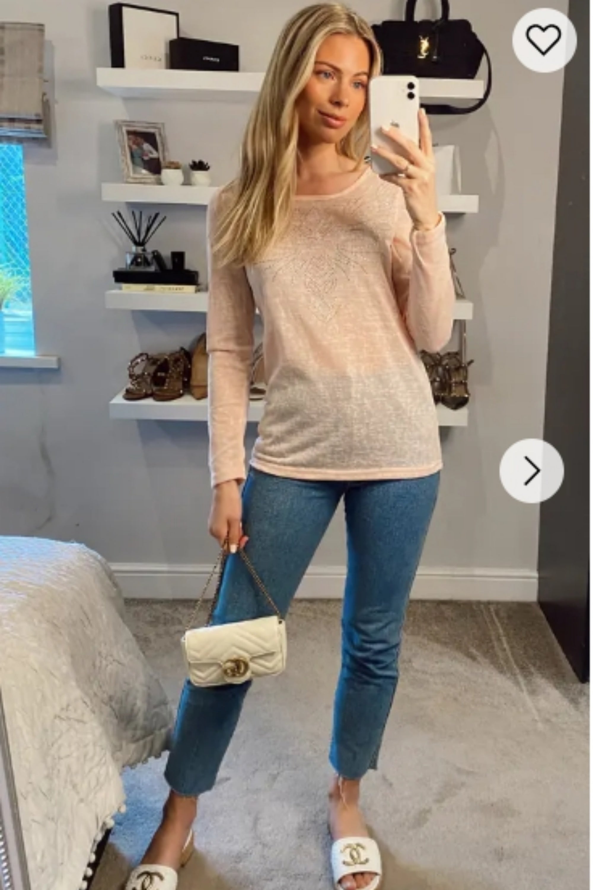 Diamanté Embellished Long Sleeve Top