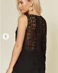 Floral Crochet Lace Back Vest (Black)