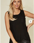 Floral Crochet Lace Back Vest (Black)