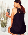 Floral Lace Chiffon Vest Top with Back Split