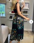 Palm tree and animal scarft print pleated trousers
