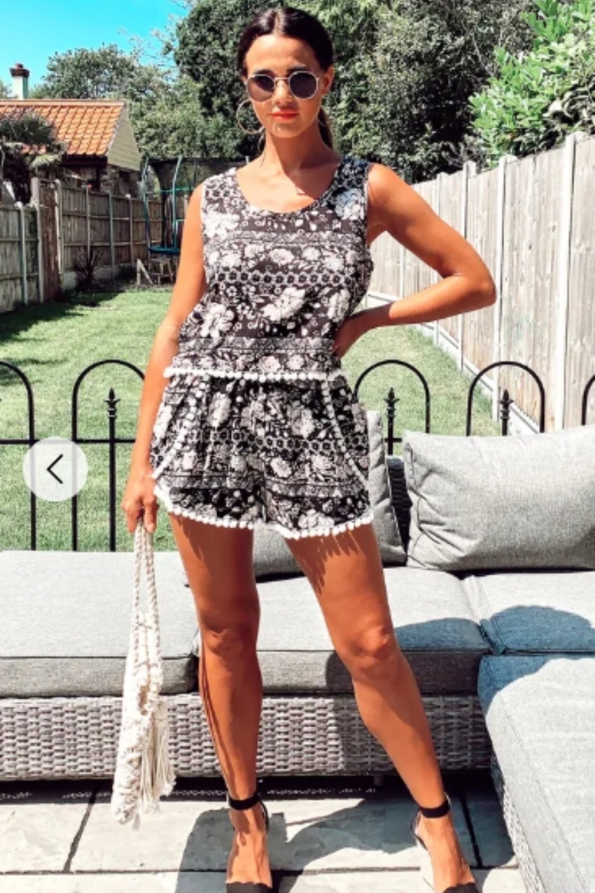 Floral print tassel vest top and shorts suits co-ords