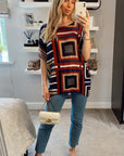 Multi striped print Oversized Top