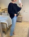 Soft Knitted Plain Black Oversized Jumper