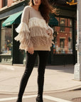 Cosy Knit Multi layer tassel jumper in Beige color