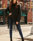 Black Soft Knit Jumper with Statement Fringe Hem