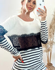 Stripe Print with Lace Jumper