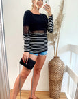 Stripe Print with Lace Jumper
