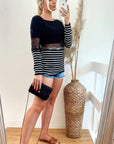 Stripe Print with Lace Jumper