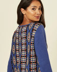 Metallic gold trims Fair isle Print Jumper