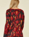 Multi color red & cream brushed mohair jumper