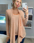 Knitted Stripe Print Waterfall Draped Cardigan
