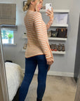 Knitted Stripe Print Waterfall Draped Cardigan