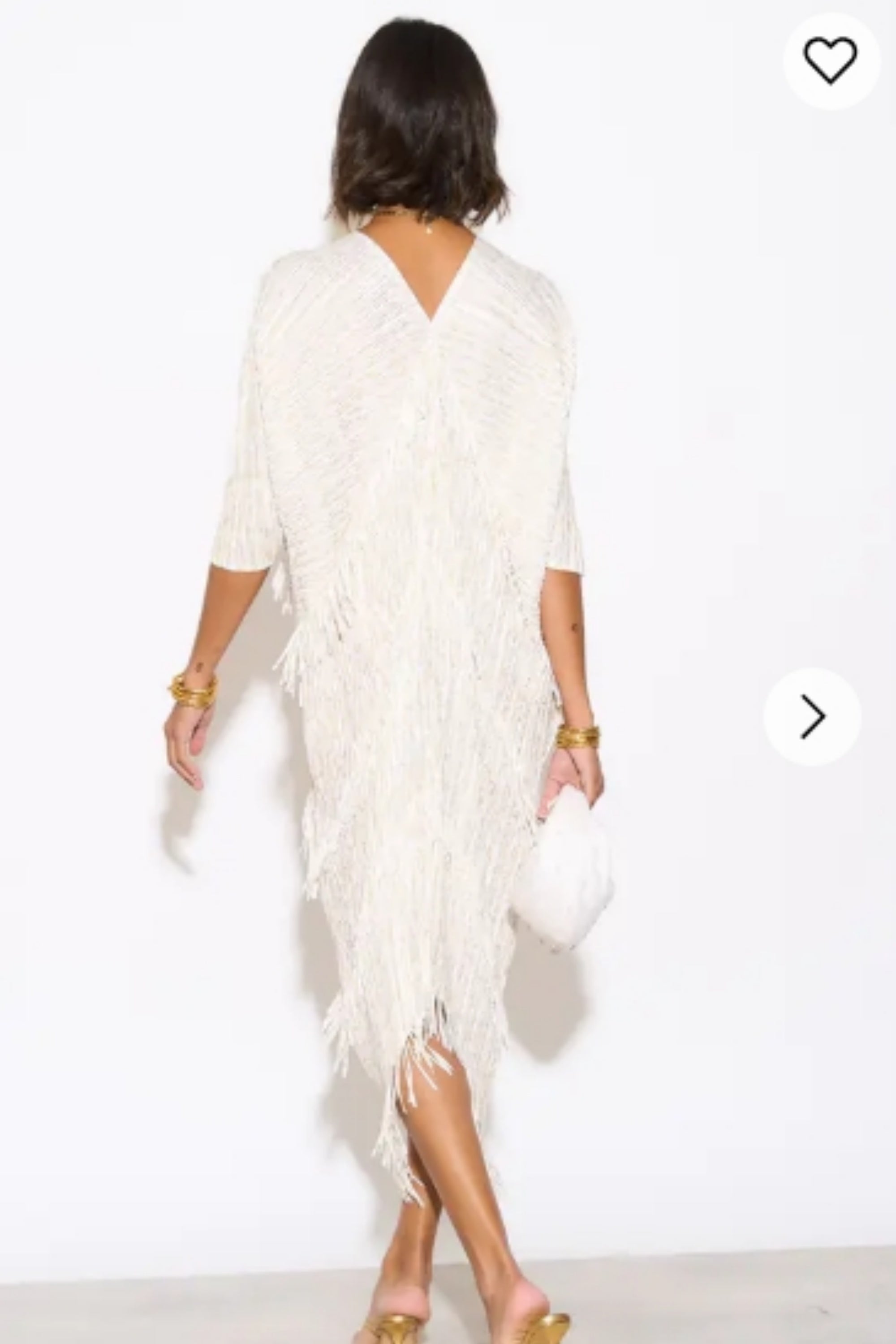 Layers Multi Fringed Tassel Pleated Midi Dress in White