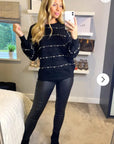 Pearl embellished soft knit jumper in black