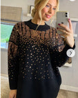 Sequin embellished shoulder and front soft knit Jumper