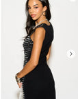 Diamond Sequin Mini Dress in Black