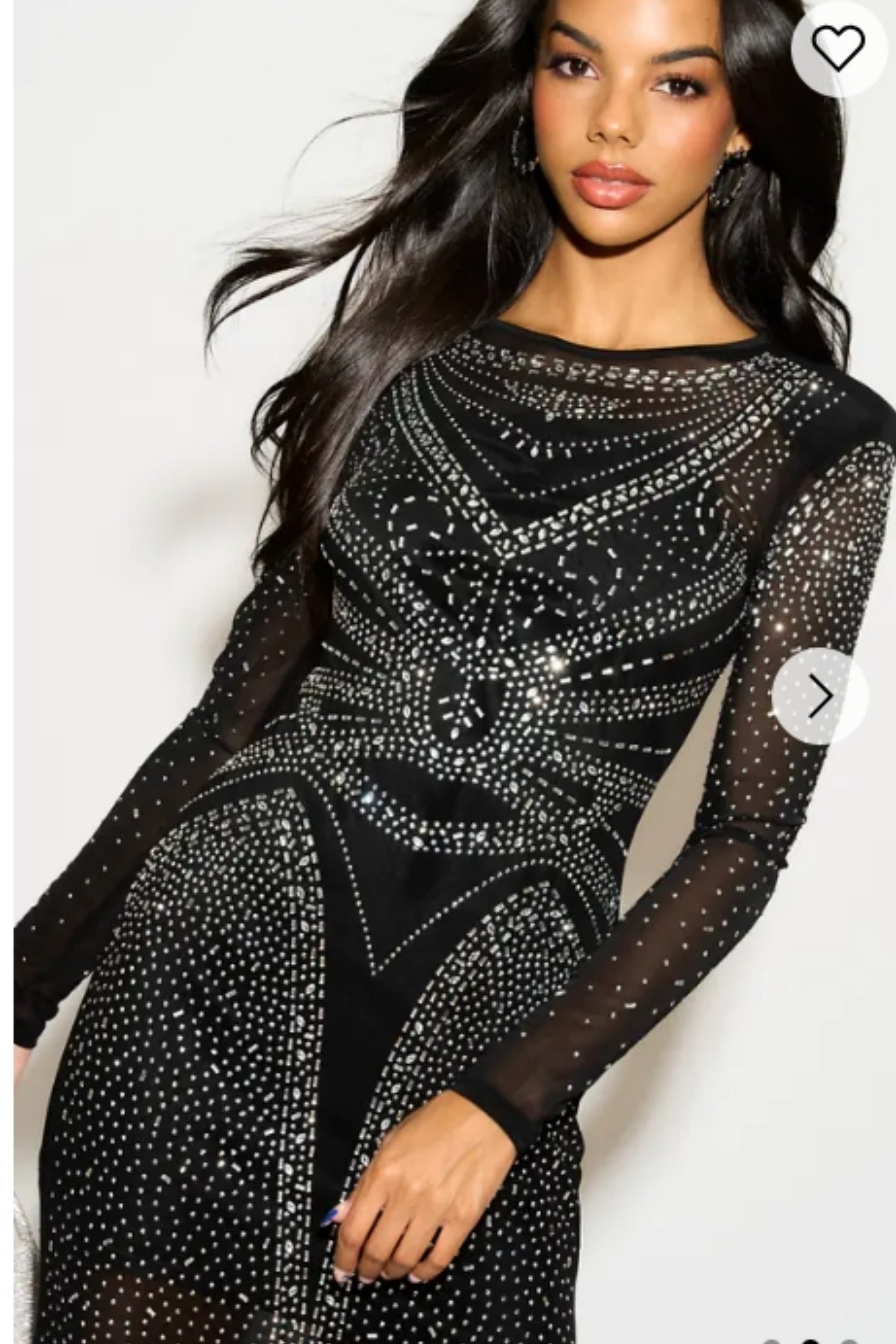 black long sleeve dress with diamonds Dunlop Black Diamond Long Sleeve Dress / S
