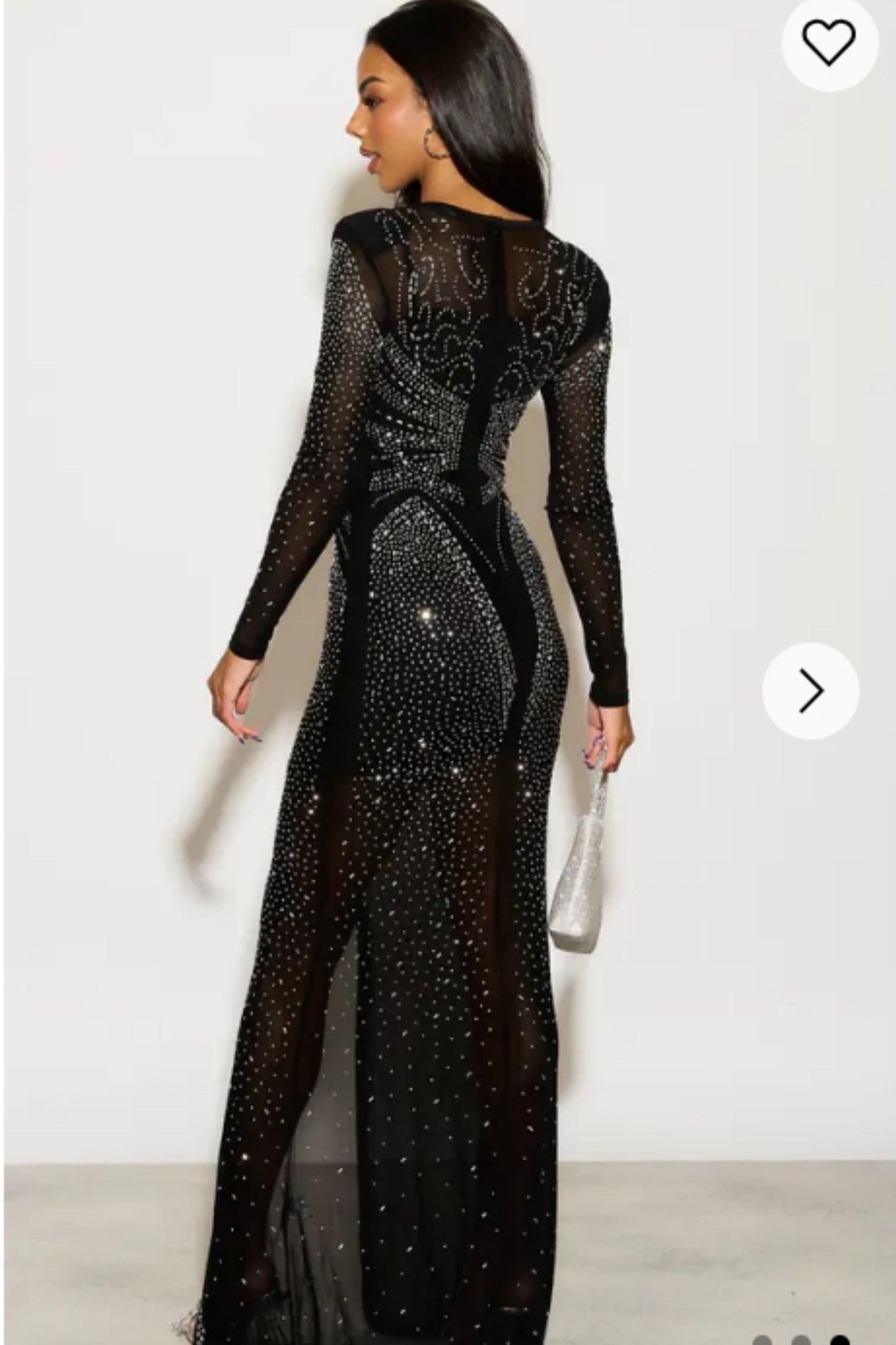 Multi Diamond Embellished long sleeves dress in black CYLONDON Multi Diamond Embellished long sleeves dress in black CYLONDON