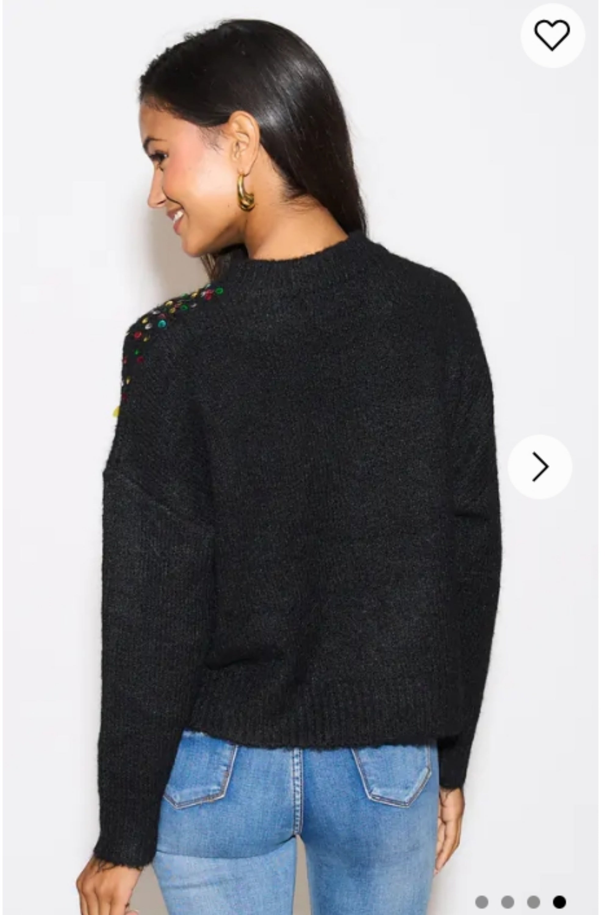 Multi color disco Sequin embellished design Soft knit jumper in Black