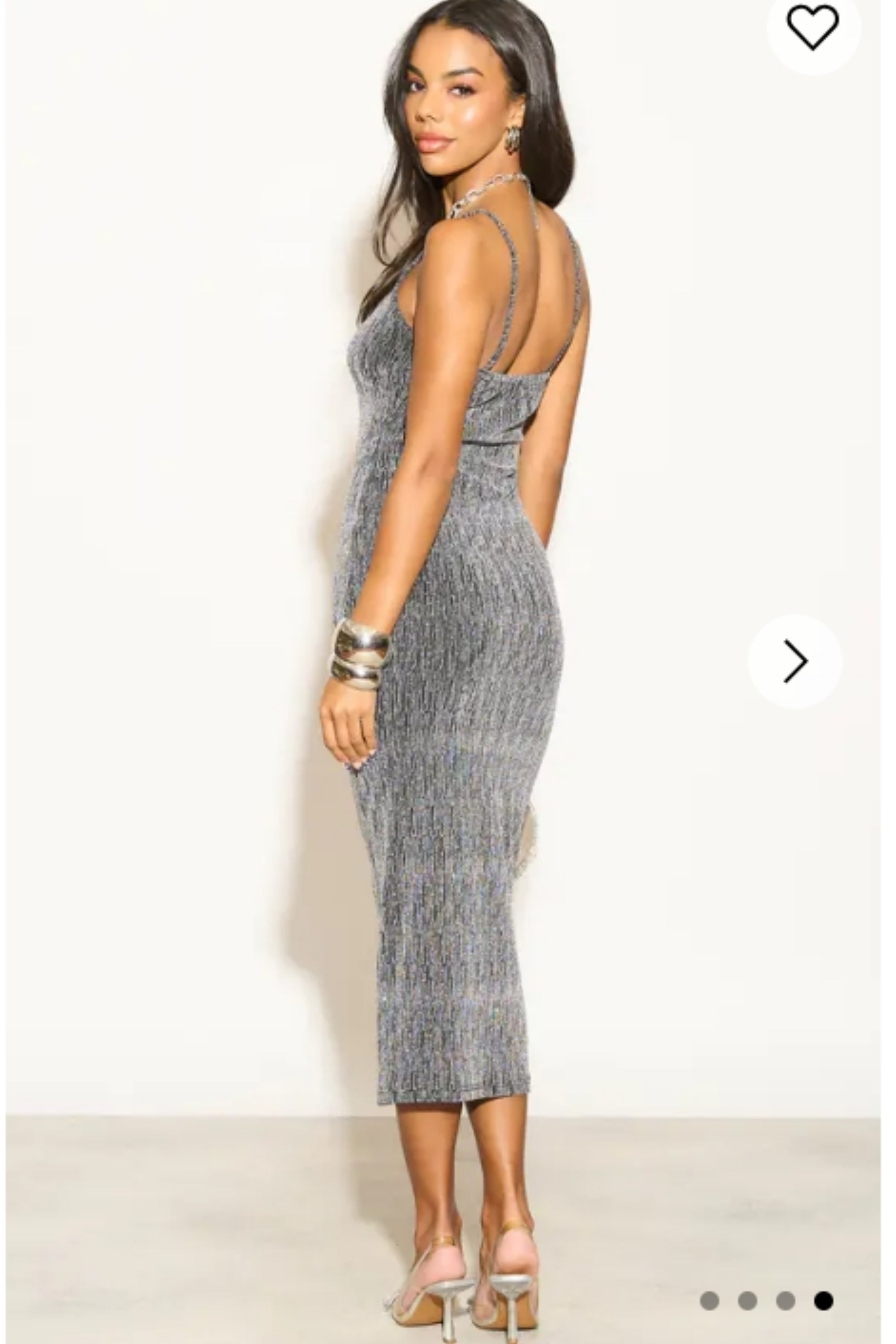 Scooped-neck sleeveless metallic-knit maxi dress in Sliver