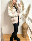 White pink Color Tweed Effect Knitted Short Cardigan Jaccket