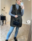 Belt fasten long Faux Fur Gilet (Brown)