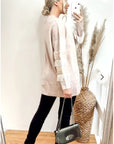 Fringed and sequin embellished sleeves Jumper